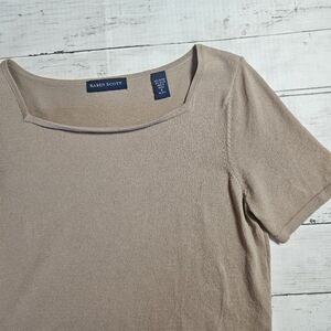 Karen Scott Tan Square Neck Top‎ Size Small